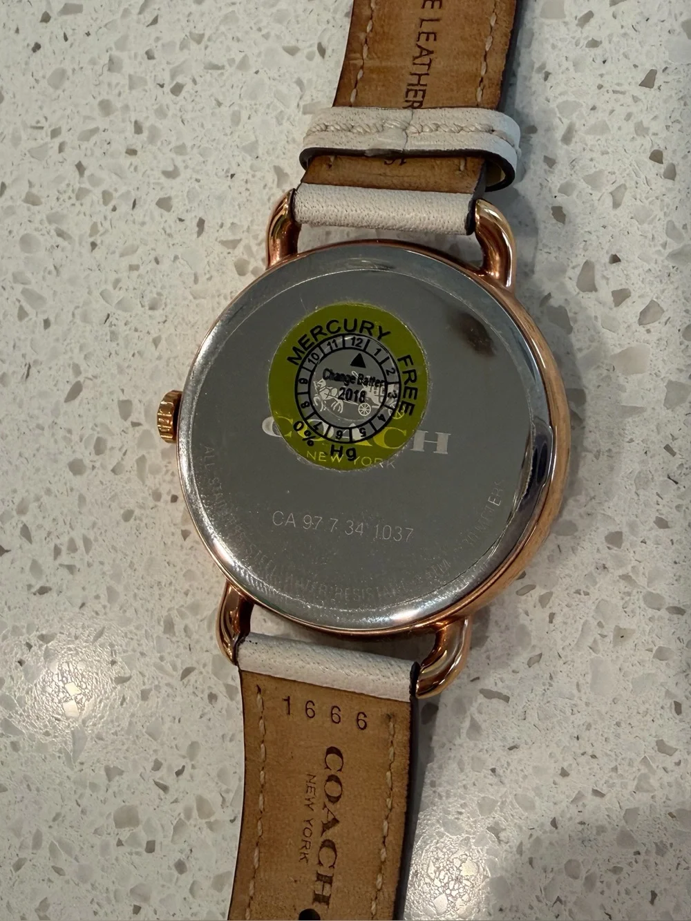 Coach Leather Strap Watch in Cream and Rose Gold-Tone